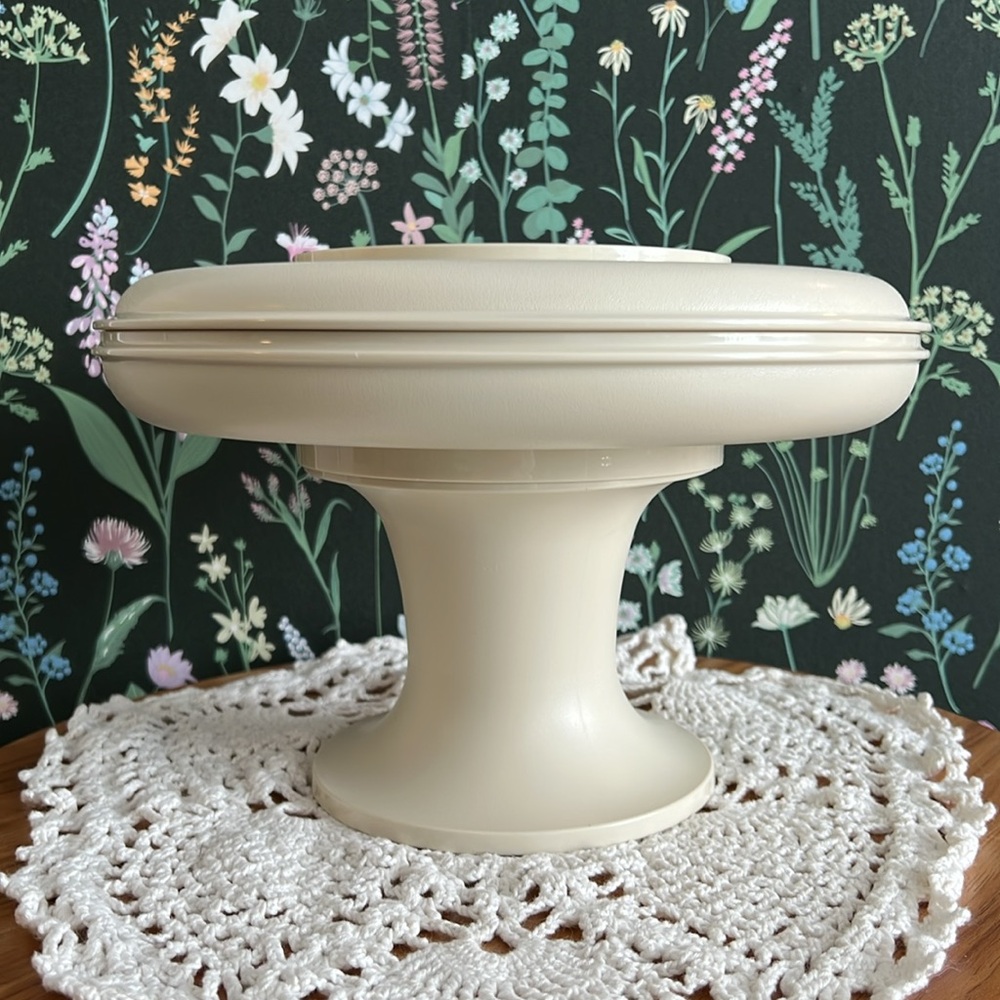 VINTAGE Tupperware Serve-it-All Cake Pie Dessert stand tray 3 pieces 1980’s - Picture 3 of 8